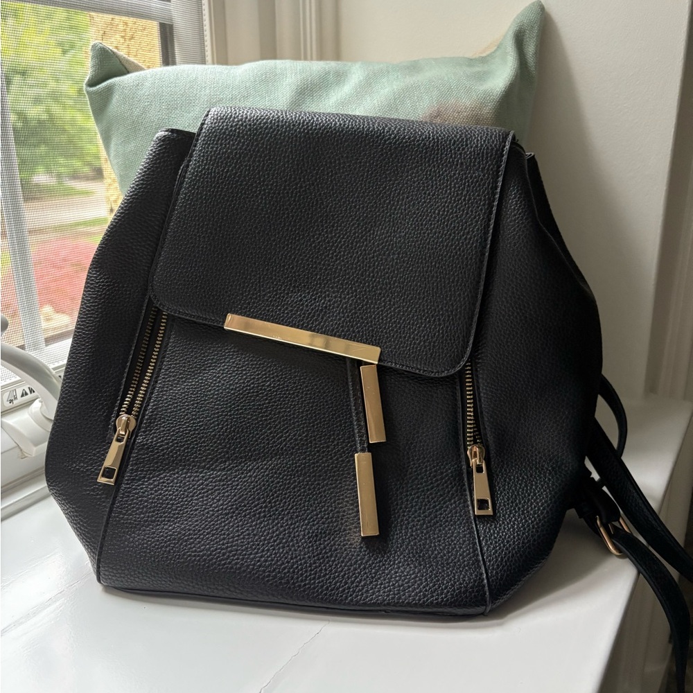 Elegant Black Leather Backpack